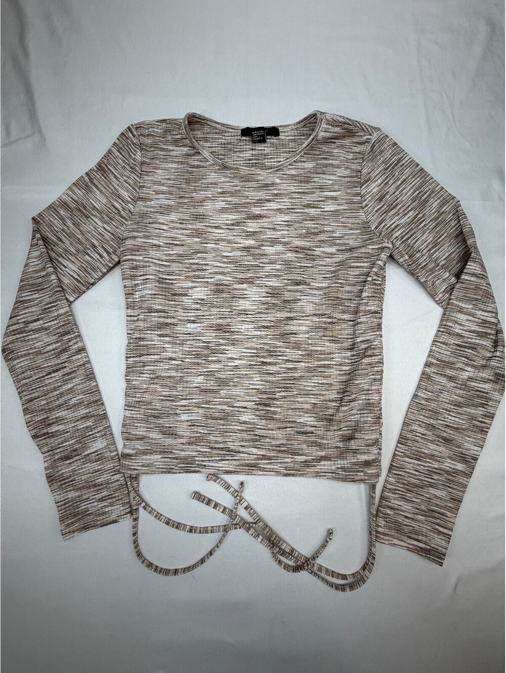 Forever 21 Women's Long Sleeve Top Knitted Side Tie Heather Size Large Beige